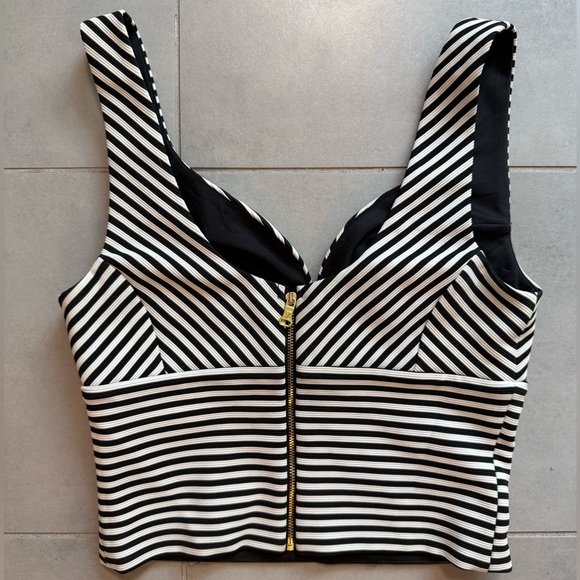 GUESS Striped Black and White Women's Crop Top - Picture 2 of 3